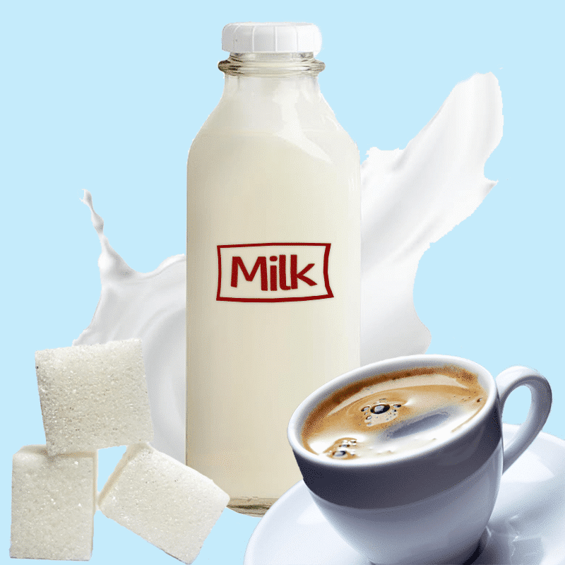 Graphic for milk sugar and coffee testing phases