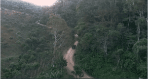 Kafetos landscape with jeep driving on road