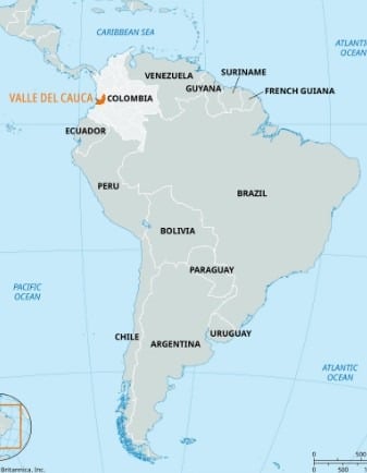 Map Region Colombian Decaf Valle del cuaca