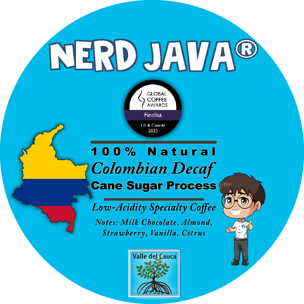 Round Decaf Colombia Sticker Specialty Coffee NEW v4